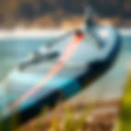 A close-up view showcasing the intricate design of a wing foil board.