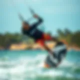 Kiteboarding athlete showcasing dynamic skills on the water
