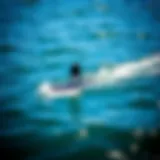 Overview of a foil board on the water