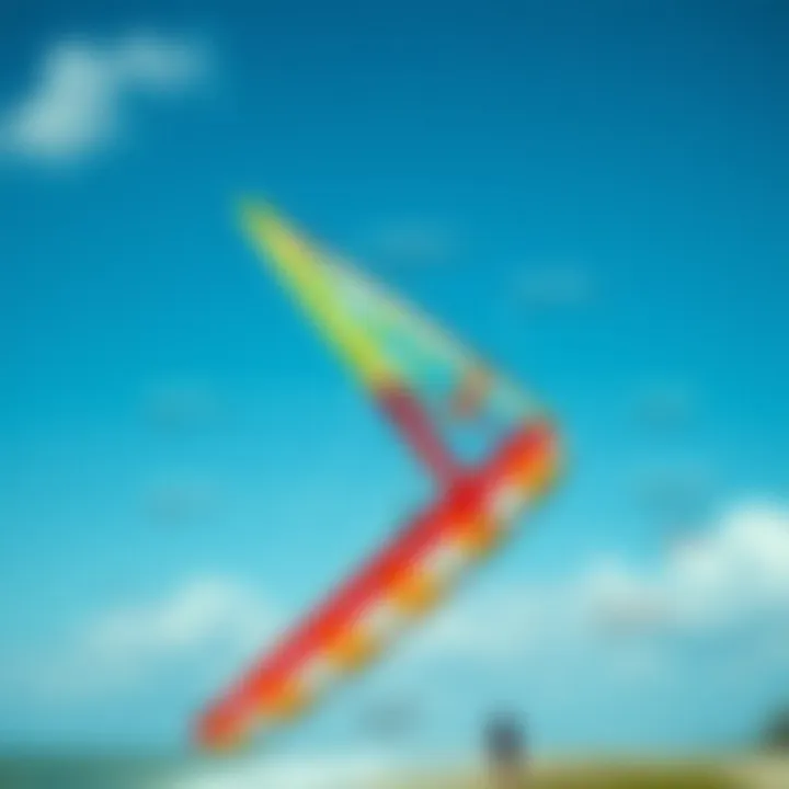 Diagram showing design features of a low wind kite