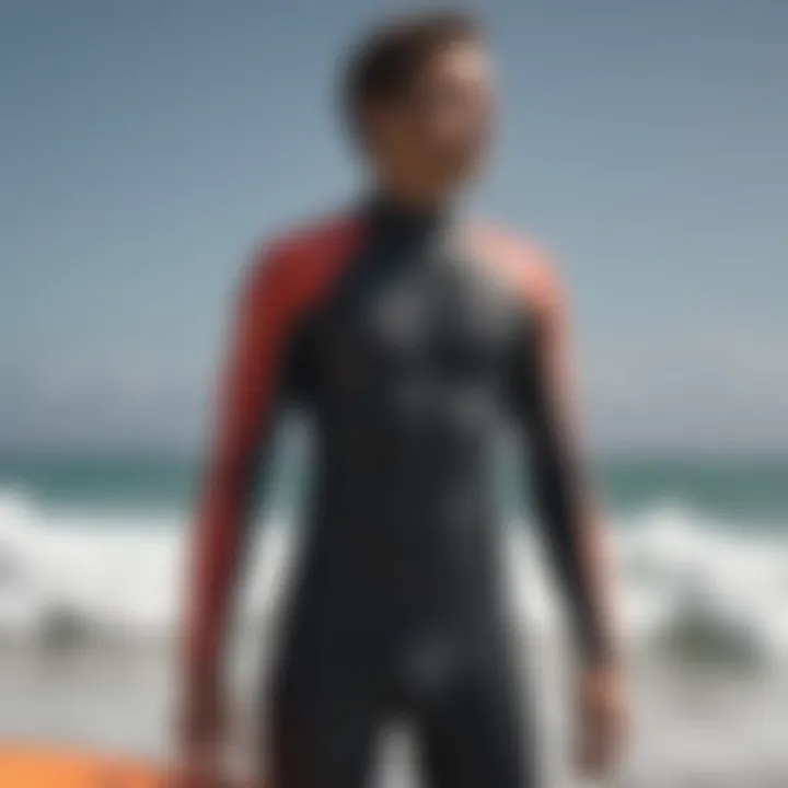 Wetsuit tailored for surfing, highlighting design and fit