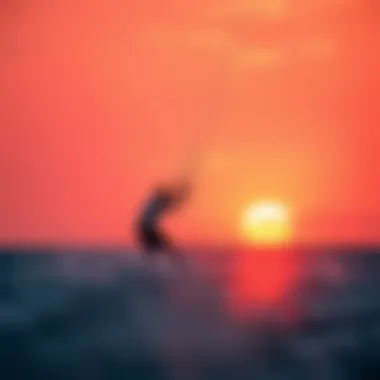 Mastering the Cabrinha Contra in Action Kiteboarder maneuvering skillfully with the Cabrinha Contra against a vibrant sunset background