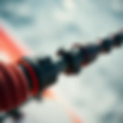 Close-up of the Cabrinha control bar showcasing its intricate design and materials