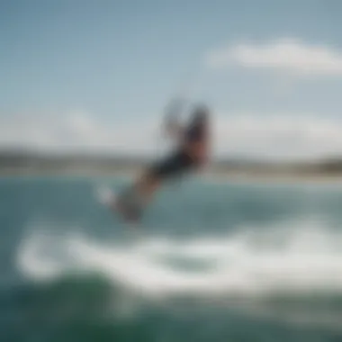 A kiteboarder using the Cabrinha Double Agent in action on the water.