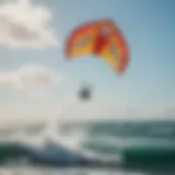 Cabrinha kite soaring over the ocean waves