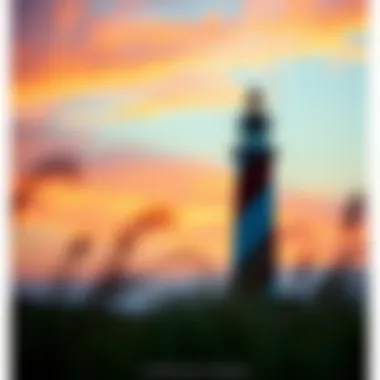 Stunning view of Cape Hatteras Lighthouse against a sunset sky