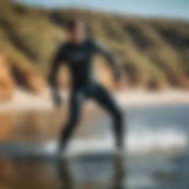 Kiteboarder testing wetsuit in the water