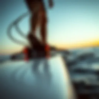 Close-up of hydrofoil surfboard's advanced technology