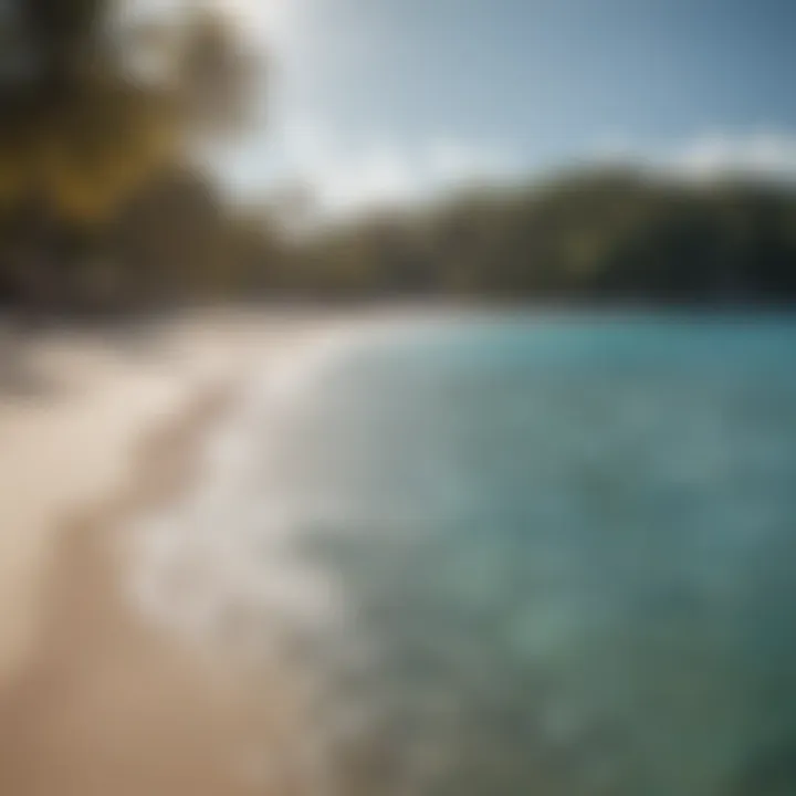 A panoramic view of Coconut Bay Beach showcasing the pristine white sand and crystal-clear waters