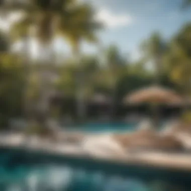 Relaxing Pool Area at Coconut Bay Luxurious swimming pool area with sun loungers at Coconut Bay St. Lucia Resort