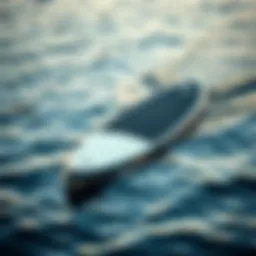 A sleek foil SUP board gliding over calm waters