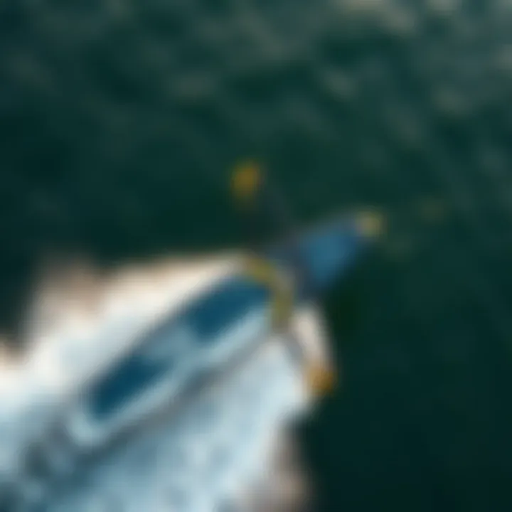 Dynamic Aerial View of Hydrofoil Board Dynamic aerial view of a hydrofoil board in action on the water