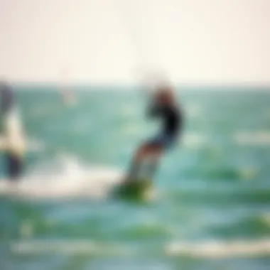 Kiteboarder Mastering Hydrofoil Riding Technique Kiteboarder mastering hydrofoil riding technique in pristine conditions