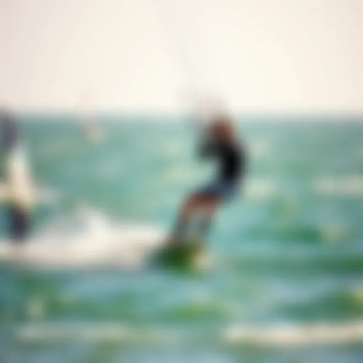 Kiteboarder Mastering Hydrofoil Riding Technique Kiteboarder mastering hydrofoil riding technique in pristine conditions