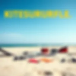 Kitesurfing set laid out on the beach