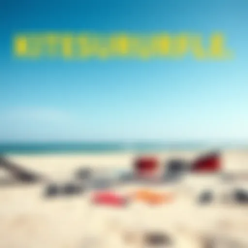 Kitesurfing Set on the Beach Kitesurfing set laid out on the beach