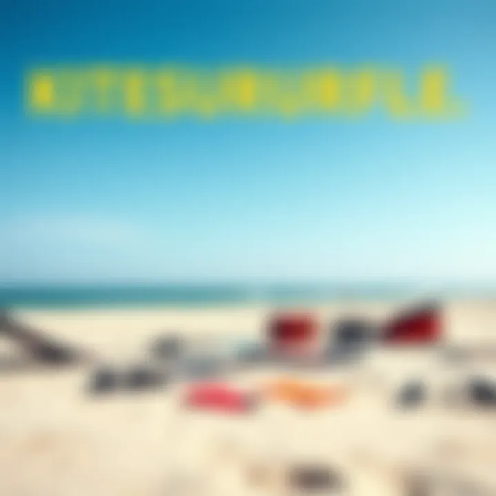 Kitesurfing Set on the Beach Kitesurfing set laid out on the beach