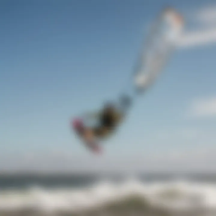 Kiteboarder navigating through optimal wind conditions along the North Carolina coastline