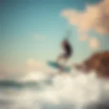 Dynamic action shot of nekitesurfing on a vibrant coastline