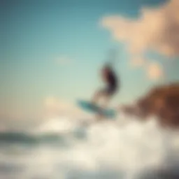 Dynamic action shot of nekitesurfing on a vibrant coastline