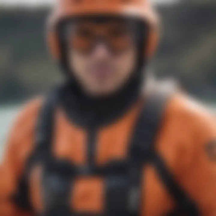 Close-up of the advanced material of a kiteboarding dry suit