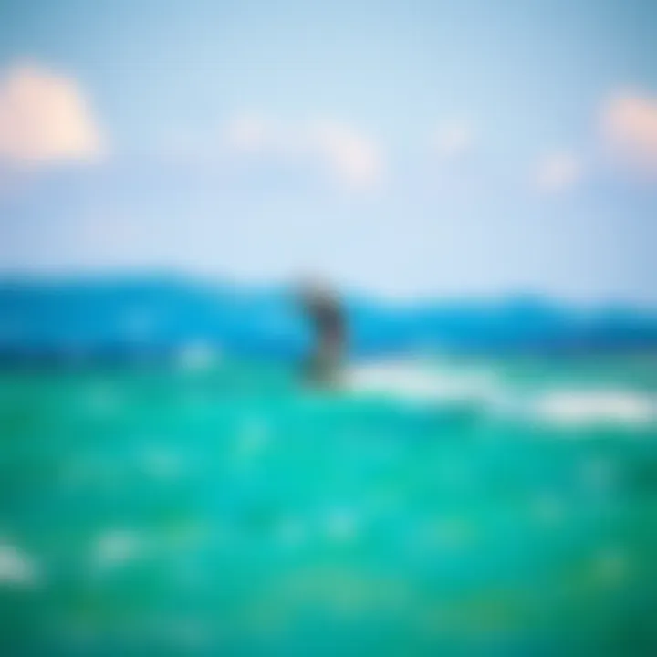 Kiteboarder navigating through varying wind speeds