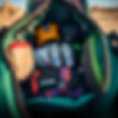 Interior layout of Dakine kite bag demonstrating organized storage