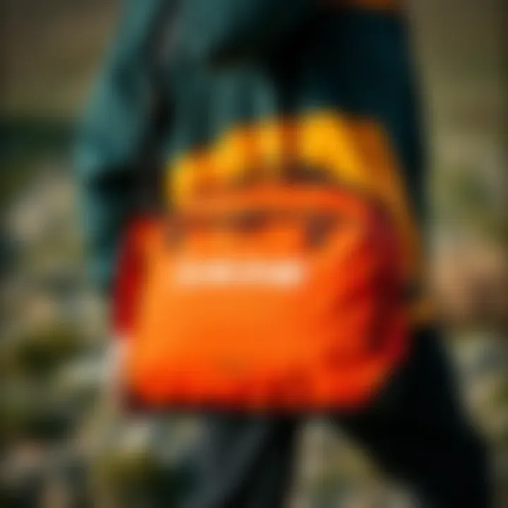 Portability for Adventurous Journeys Visual representation of the Dakine Kite Compression Bag being carried, highlighting its portability.