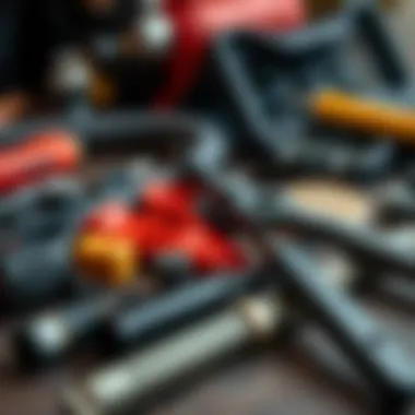 A close-up view of hydrofoil assembly tools
