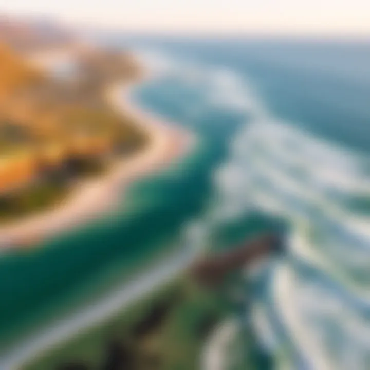 Aerial view of Dolphin Beach showcasing its pristine shoreline