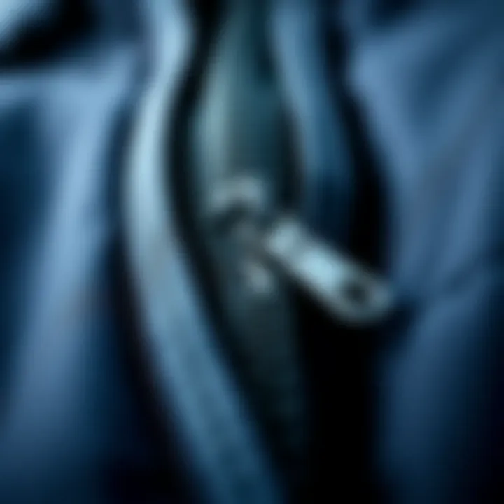 Close-up of a high-quality drysuit zipper