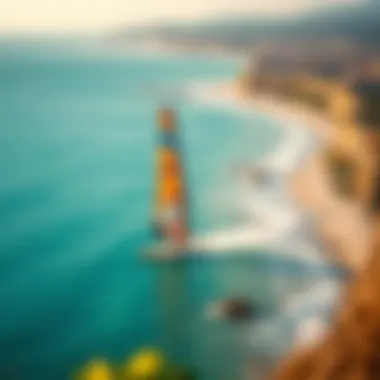 A scenic view showcasing efoils on a vibrant coastline