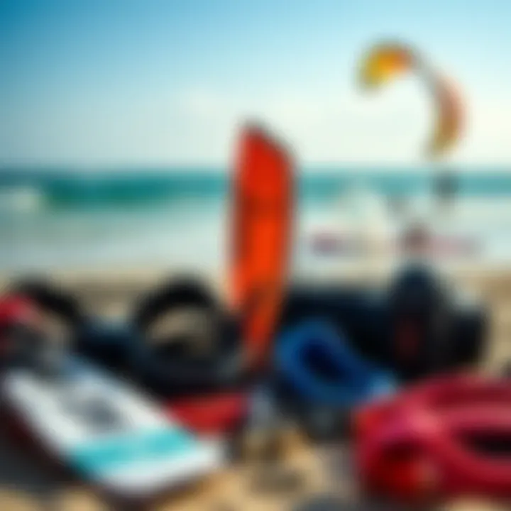 Innovative Kite Surfing Accessories Collection Kite surfing accessories arranged creatively
