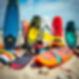 Kite surfing gear laid out on the beach