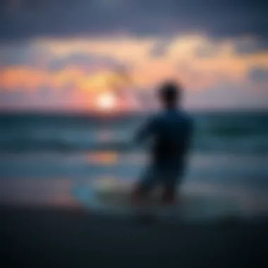 Kite Surfing Instruction at Dusk Kite surfing lesson at sunset