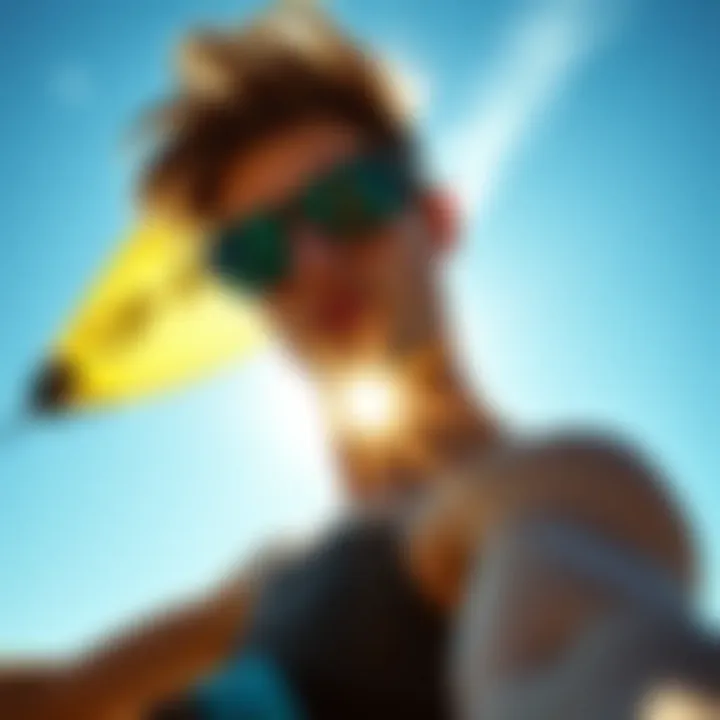 A kitesurfer wearing sunglasses in bright sunlight