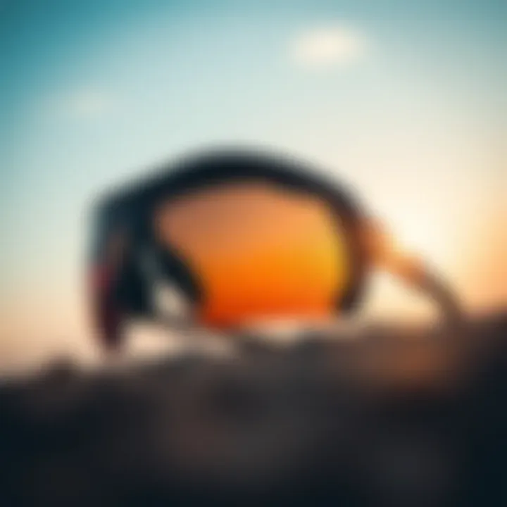 Close-up of polarizing lenses for outdoor sports