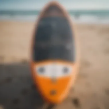 A kitesurfing board on the beach