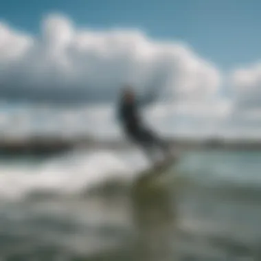 Wind and water conditions ideal for kiteboarding at the pier