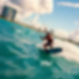 A stunning view of kiteboarding on Miami's vibrant waters