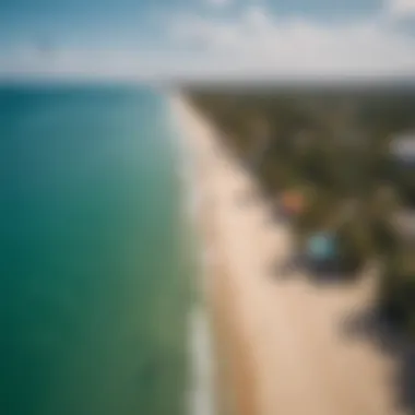 Aerial view of Cabarete Beach showcasing kiteboarding activity.