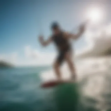 Kiteboarder enjoying the waves off the coast of St. Lucia