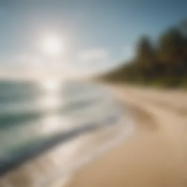 A panoramic view of the pristine beach near Coconut Beach Hotel