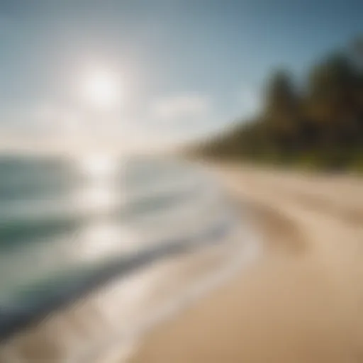 A panoramic view of the pristine beach near Coconut Beach Hotel