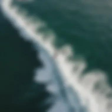 An aerial shot of the waves and wind conditions ideal for kiteboarding in Cold Hawaii.