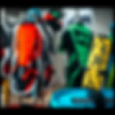 A collection of Duotone kitesurfing gear displayed