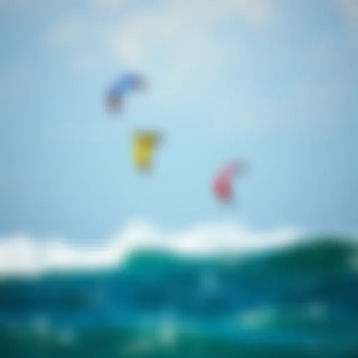 Kites Above Waves A vibrant duet of kites soaring above the ocean waves