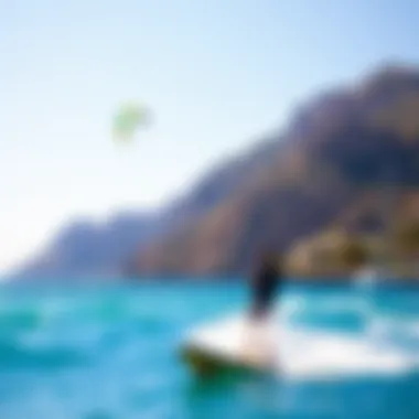 Scenic Kitesurfing Destination A scenic view of a popular kitesurfing destination with clear skies and waters