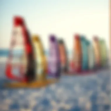 Various efoil models displayed on a beach