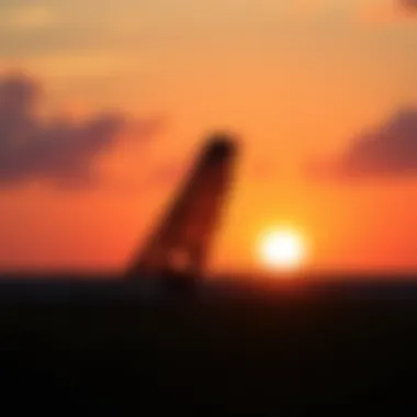 A scenic view of efoils at sunset